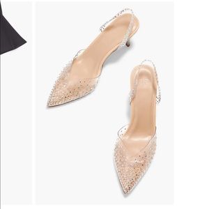 New clear heels with rhinestones. Worn once